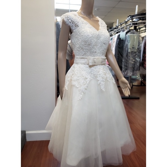 Ivory lace & tulle tea dress size Small - Picture 8 of 10